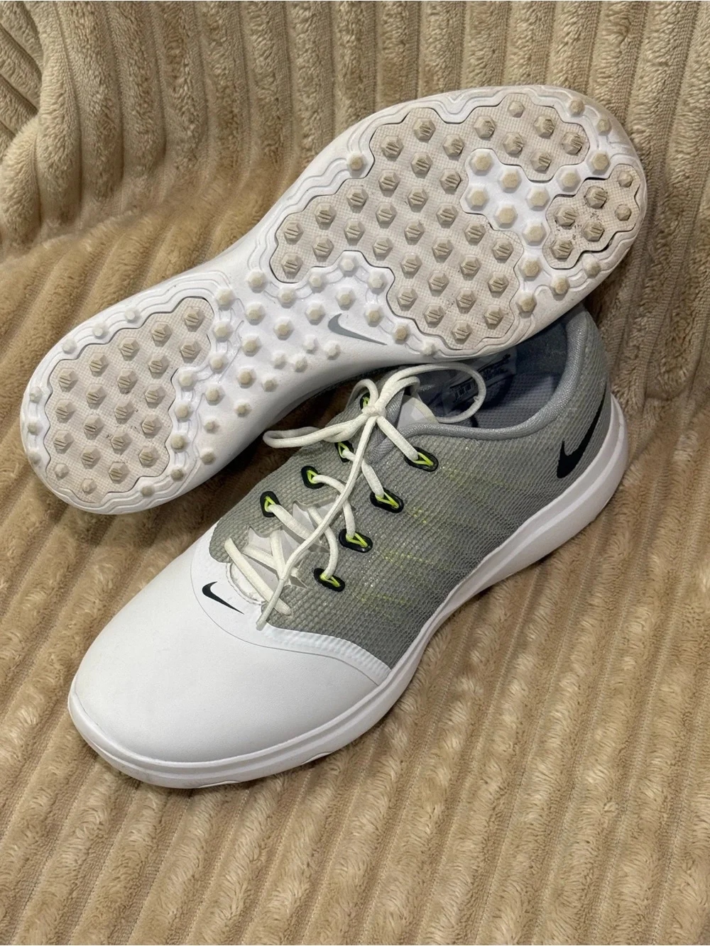 Nike Women’s White, Gray & Neon Green Athletic Golf Shoes